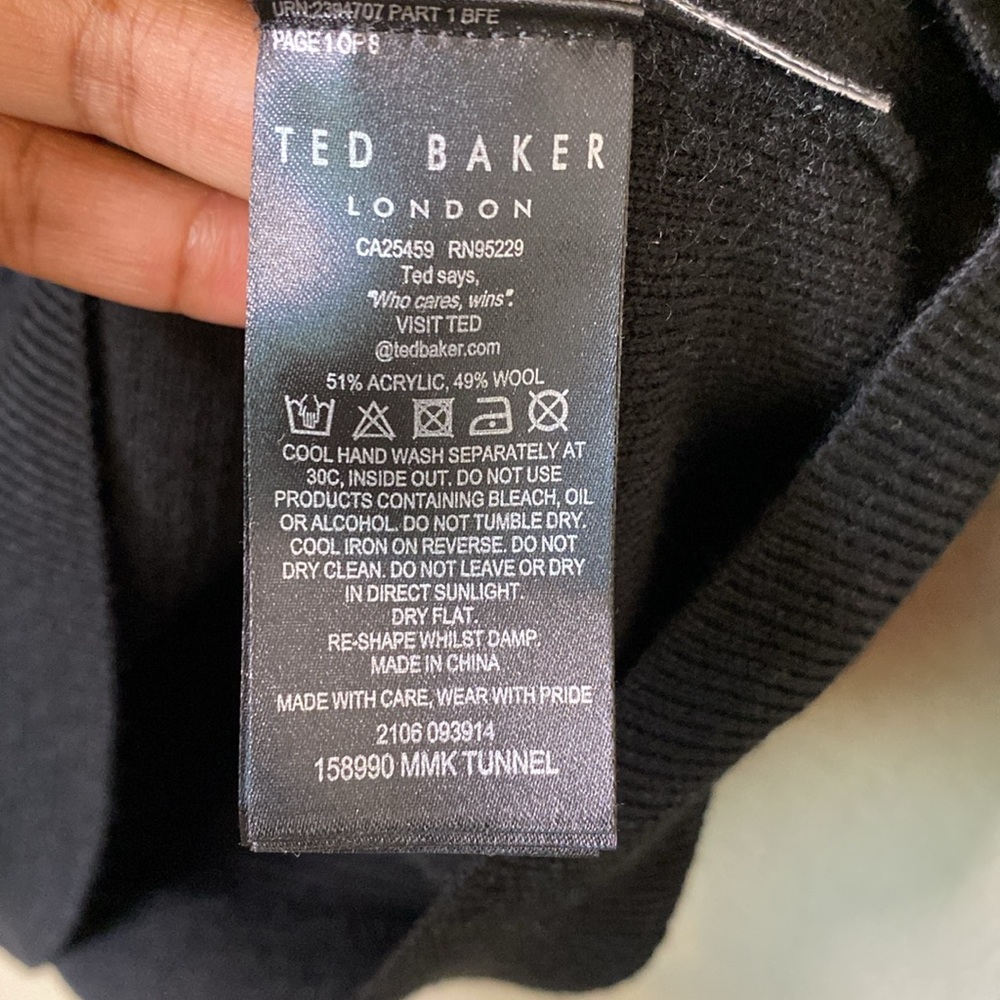 Ted Baker Quarter Zip Wool Blend Pullover Black Long Sleeve Men's Sweater 4(L) - Picture 9 of 14